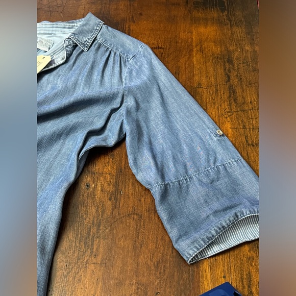 CHICO’S SHIRTDRESS WITH ROLL-UP SLEEVES AND POCKETS ON BOTH SIDES! PERFECT L - Picture 5 of 13